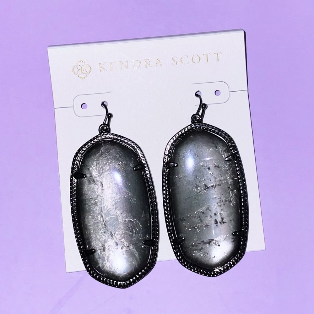 HTF Mirror Rock Crystal Danielle Earrings in Gunmetal